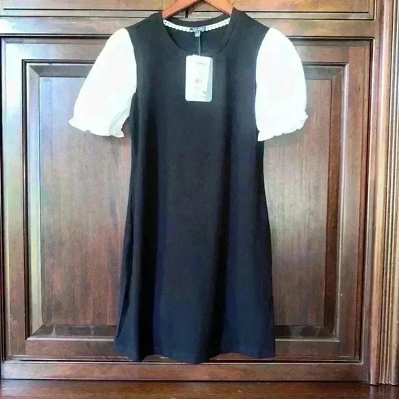 Lily Rose Dress Woman’s Dress size Small Black with White puffy sleeves - Picture 1 of 8